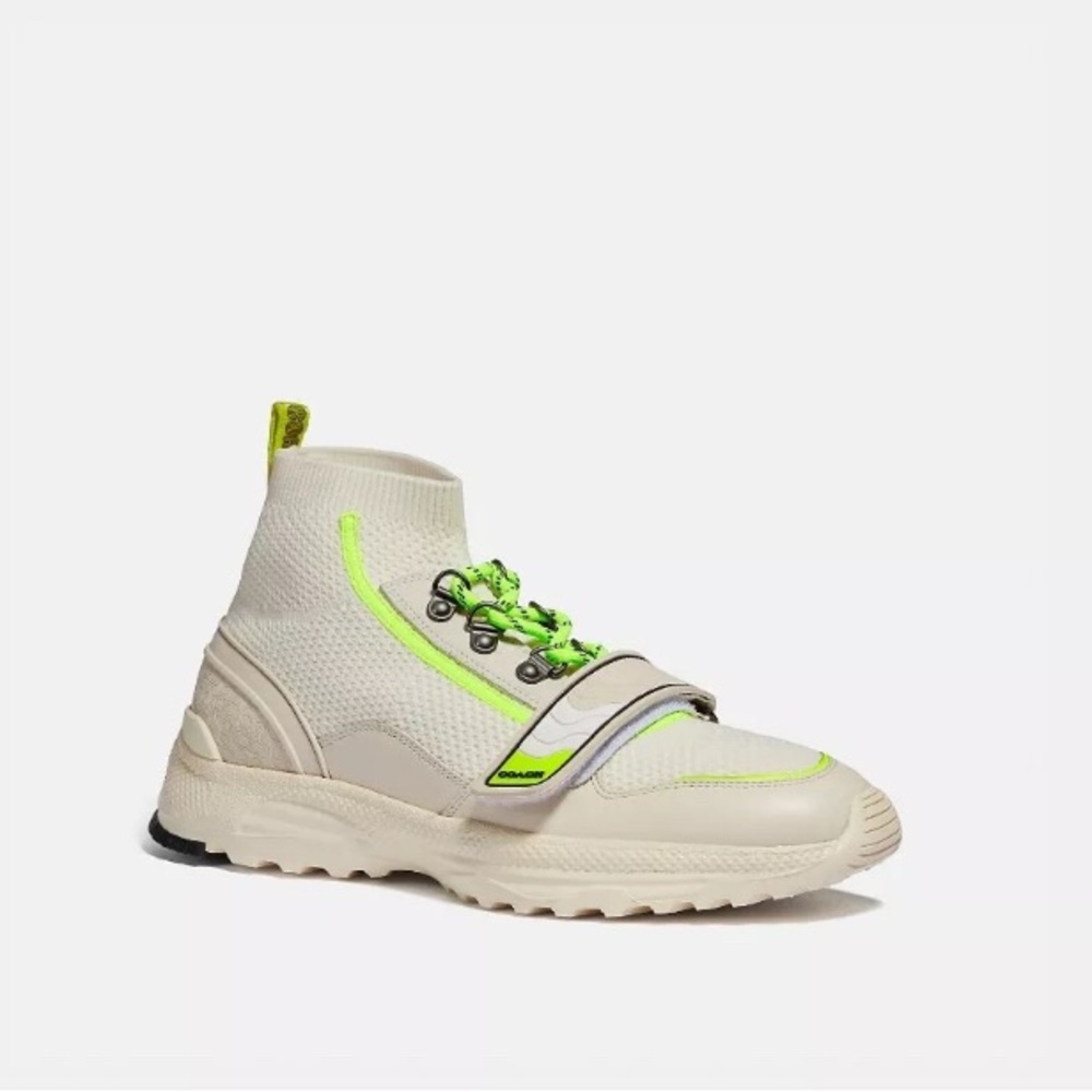 Coach Men's G4681 One Strap Runner In White Chalk/Multi